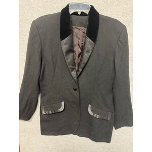 VTG Chris Kellogg Wool Tuxedo Blazer Velvet Collar Shawl Lapel Single Button